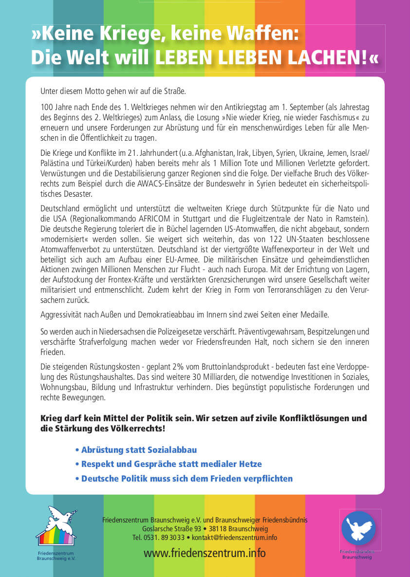 Antikriegstag Braunschweig 2018