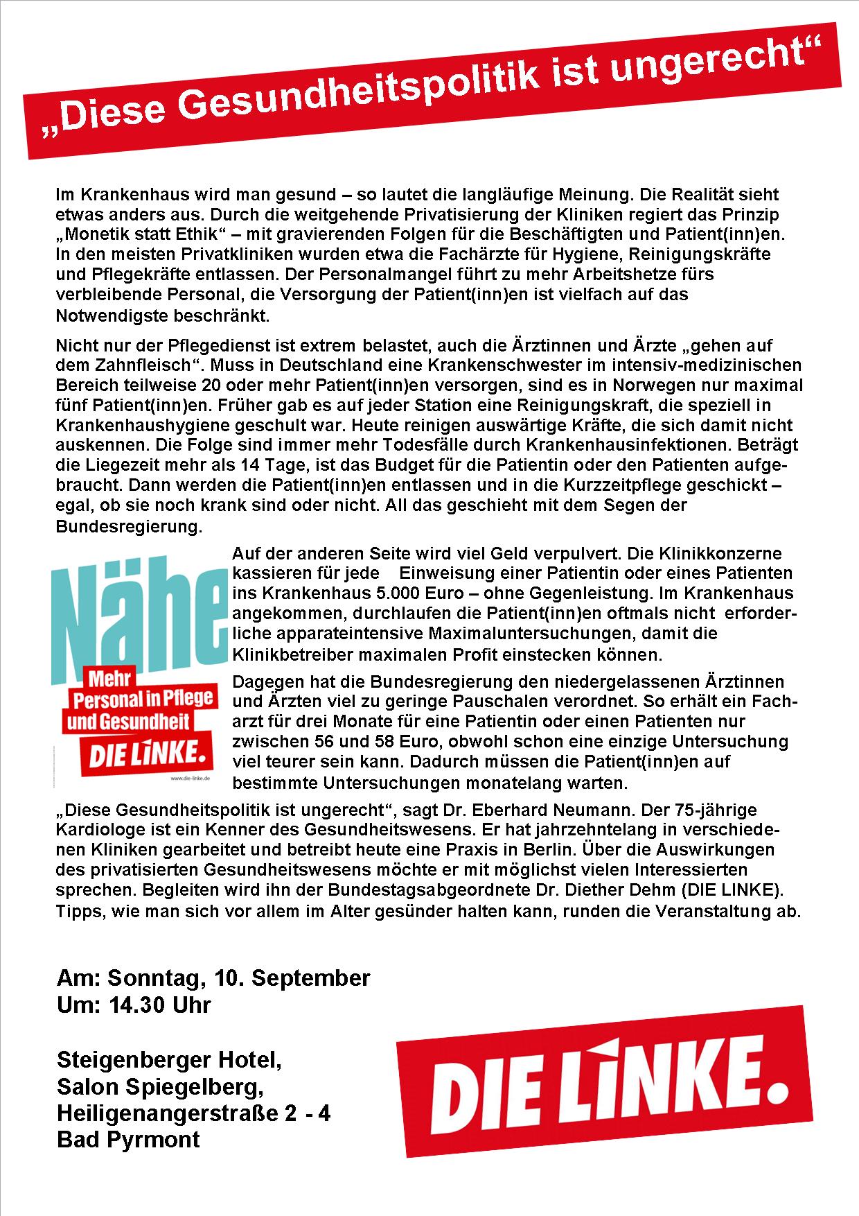 diese gesundheitspolitik ist ungerecht text
